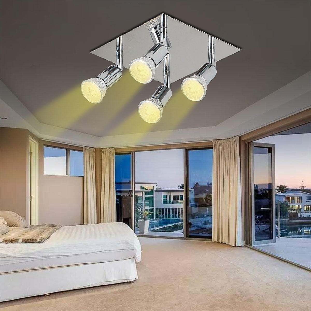 4 Way Gu10 Ceiling Light Fitting Adjustable Pendant Lamp Room Home Fixture