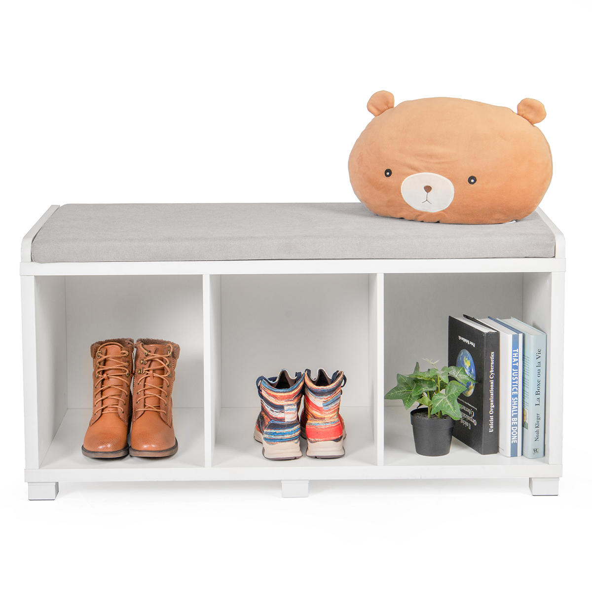 Simple Modern 3 Grids Shoes Storage Cabinet Bookshelf Bookcase