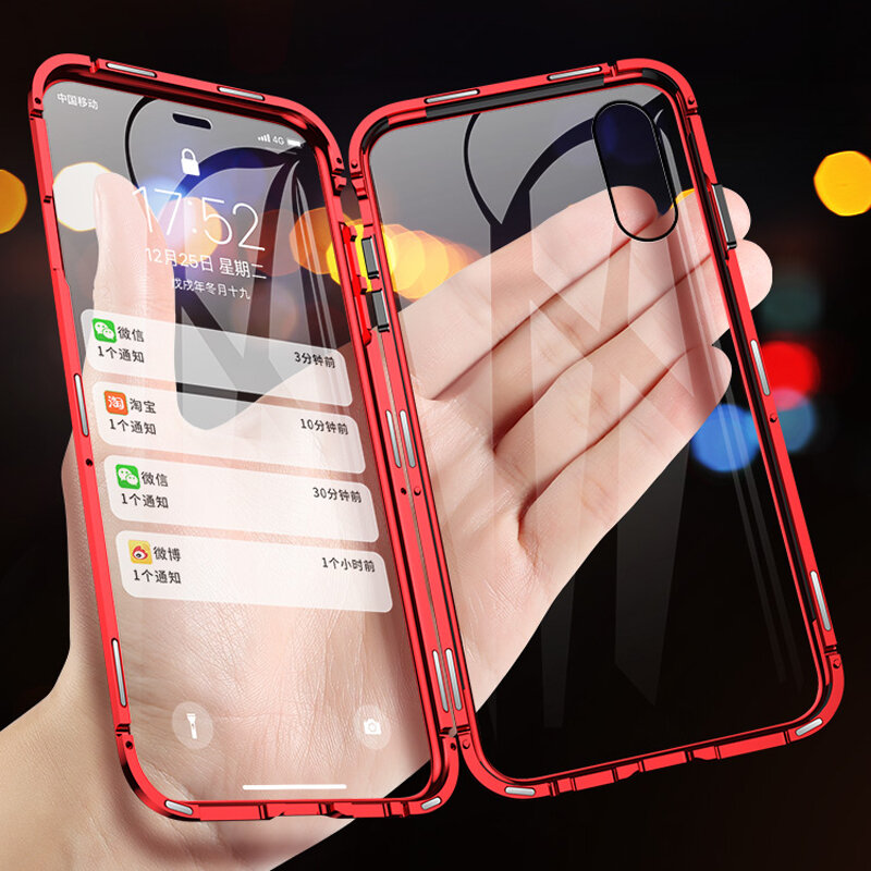Luphie 360º Front شاشة غطاء واقي وزجاج خلفي غطاء واقي من الامتزاز الممغنط لهواتف ايفون XR / XS/XS ماكس / X / 7/7 Plus/8/8 Plus