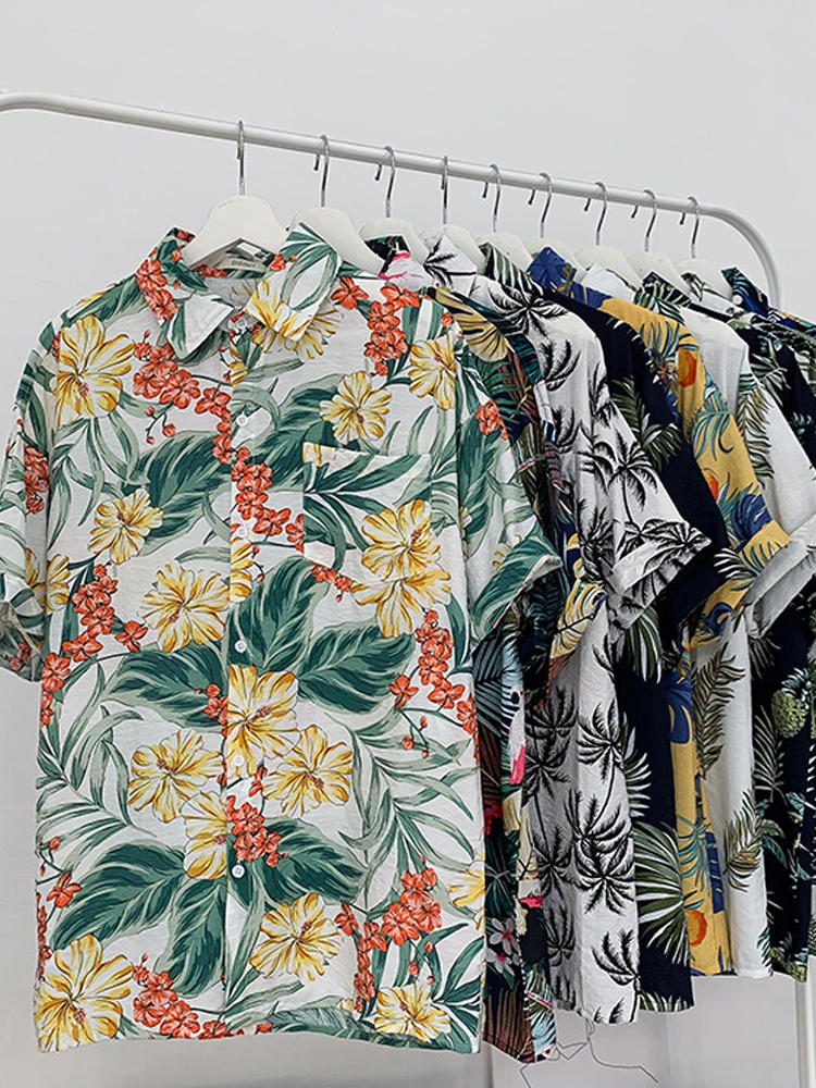 Chemisier d&eacute;contract&eacute; pour femme, feuilles, imprim&eacute; floral, plage, &eacute;t&eacute;