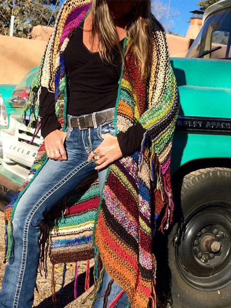 Casacos de borla de cardigan de impress&atilde;o estilo popular 