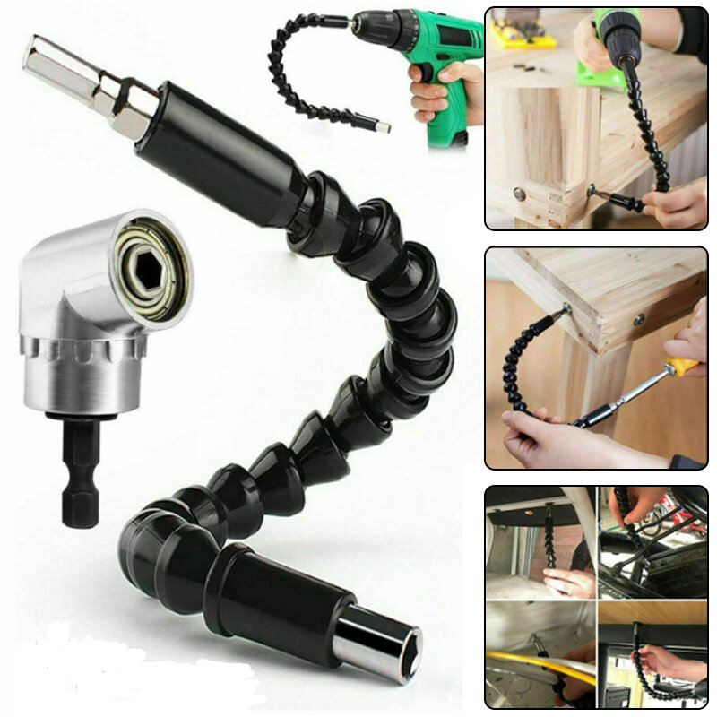 2in1 Right Angle Drill Flexible 105 ° Extension Bit Kit for Drill /& Screw 1//4/"
