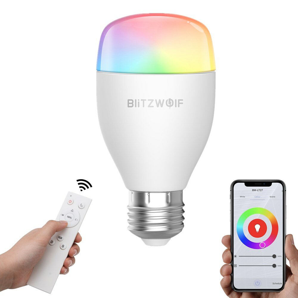 blitzwolf® bw-lt27 ac100-240v rgbww + cw 9w e27 app smart led ...