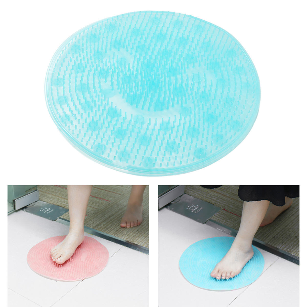 Silicone Bathroom Floor Mat Massage Exfoliation Shower Pad At