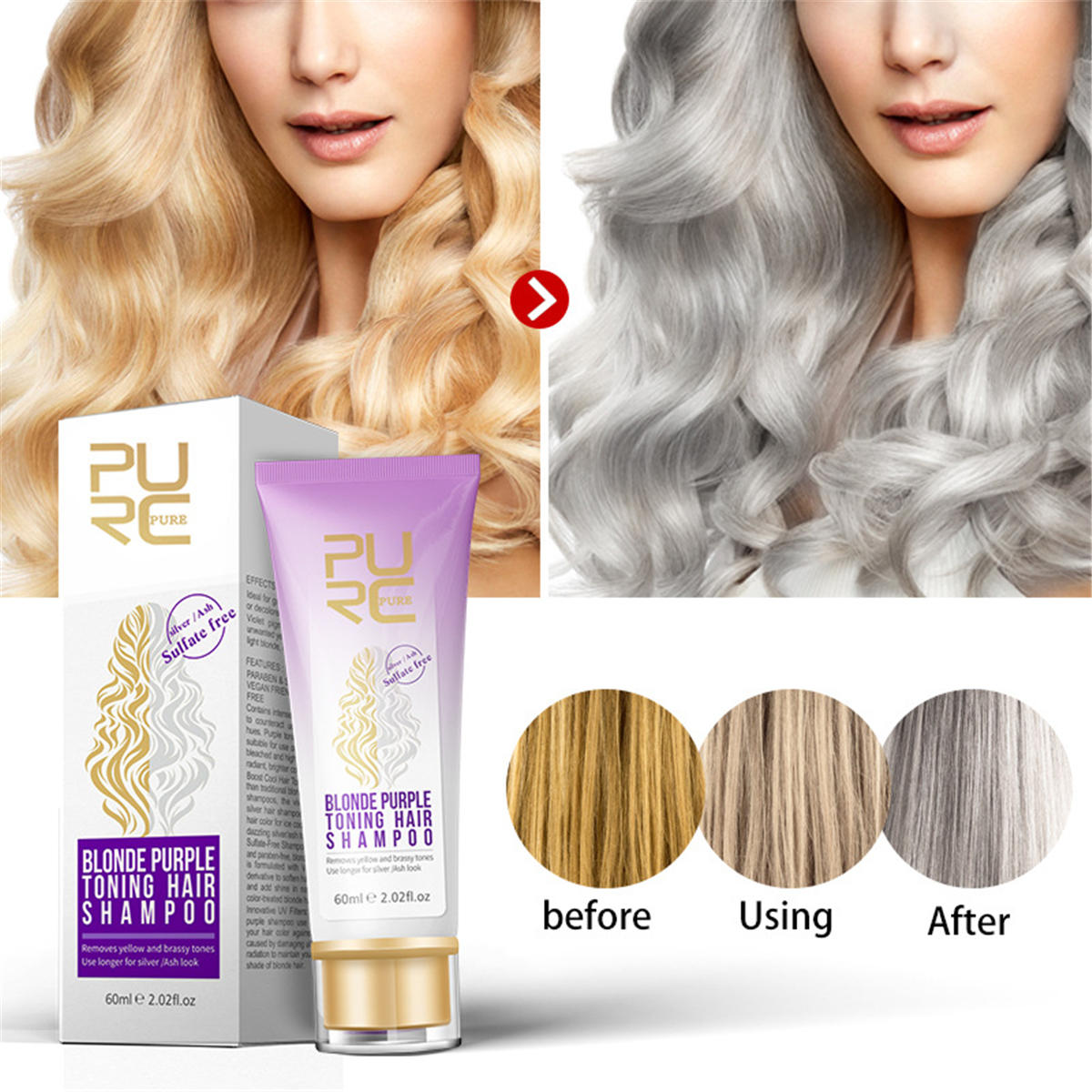 Purc Purple Shampoo For Blonde Silver Gray Hair Conditioners Shampoo
