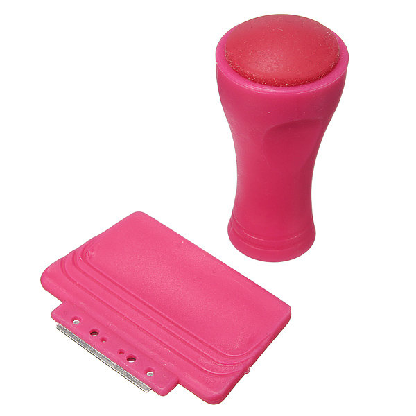 Hot Pink Paint Stamp Scraper Set Nail Art Stamping Decoration