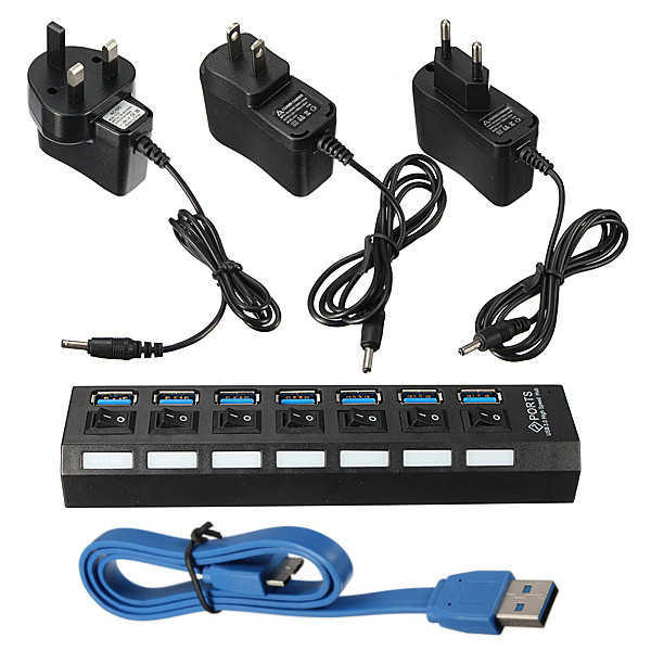Ugreen High Speed 4 Ports USB 3.0 HUB with EU Plug Power Adapter for PC Laptop