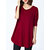 Casual Mulher manga comprida Pure Color O-Neck Irregular Hem T-shirt