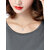 Casual Mulher manga comprida Pure Color O-Neck Irregular Hem T-shirt