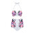 Women Sexy Spaghetti Halter Strap Floral Printed High-Waisted Push Up Bra Bikini Set 