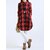 Women Casual Long Sleeve Plaid Loose Pocket Button Long Blouses