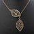 Vintage Gold Silver Big Leaf Pendant Clavicle Chain Necklace For Women