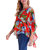 Women O-neck Floral Print Batting Sleeve Irregular Blouse