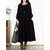 Frauen Lange H&uuml;lsen Baumwolle Vintage Solide Farben Rundhals Lockeres Maxikleid