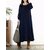 Vintage Women Cotton Scoop Neck Solid Color Loose Maxi Dress