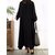 Vintage Women Cotton Scoop Neck Solid Color Loose Maxi Dress