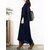 Vintage Women Cotton Scoop Neck Solid Color Loose Maxi Dress