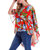 Women O-neck Floral Print Batting Sleeve Irregular Blouse