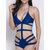 Sexy halternek zwart blauw uitgesneden bandage One stuk Monokini zwemkleding