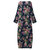Mulheres retro floral impresso manga comprida o pesco&ccedil;o vestido de assoalho-comprimento