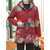 Vintage Women Floral Print Patchwork Button Long Sleeve Hooded Coats