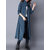 Retro Women Corduroy Long Sleeve Solid Color Belted Long Trench Coat