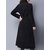Retro Women Corduroy Long Sleeve Solid Color Belted Long Trench Coat
