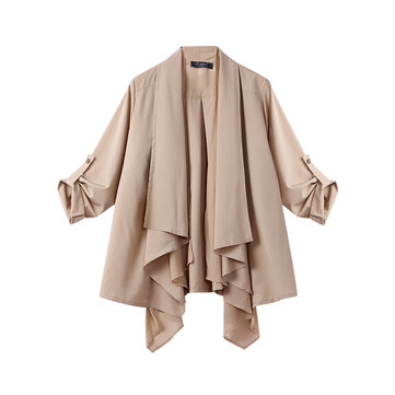 L-5XL elegante dames revers vouwmouwen onregelmatige vesten