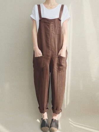 Kadın Strappy Kolsuz Pamuklu Tulum