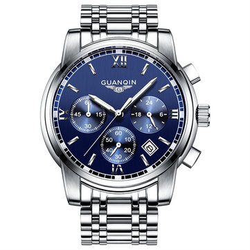 luxury guanqin men wristwatch fashion chronograph w