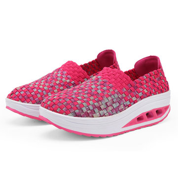 Chaussures de Semelle de Bascule Color&eacute;es Chaussures de Tricot Manuelles Casuelles Glissantes