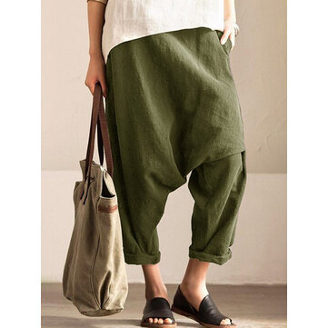 Pure Color Pocket Повседневный Женское гарем Брюки