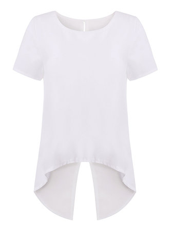 Femmes sexy occasionnels solide mousseline backless scission ourlet irr&eacute;guli&egrave;re blouse