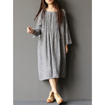 Robe ras du cou plissé femme