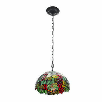 E27 Vintage Tiffany Style Pendant Light Stained Glass Iron Hanging Chain Ceiling Lamp Ac110 265v