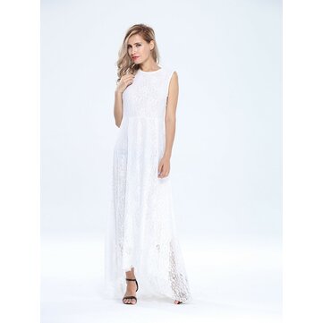 Dentelle sans manches robe de cocktail maxi de soir&eacute;e sexy pour les femmes avec ceinture