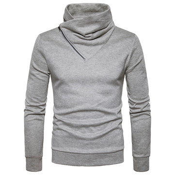 Herbst Winter Mode Seite Reißverschluss Haufen Haufen Kragen Pullover Pullover Herren Casual Pure Color Sweater Herbst Winter Mode Seite Reißverschluss Haufen Haufen Kragen Pullover Pullover Herren Casual Pure Color Sweater