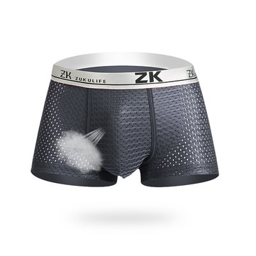 ZK Mens Honeycomb Mesh U-shaped Pouch Boxers Casual Breathable Antibacterial Plus Size Underwear