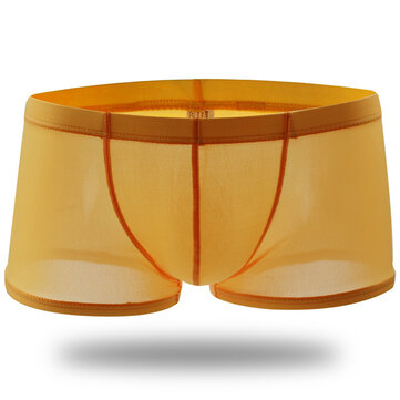 Sexy Transparente d&uuml;nne Eis Seide Elastische Soft Breathable Low Rise Boxer Unterw&auml;sche f&uuml;r M&auml;nner