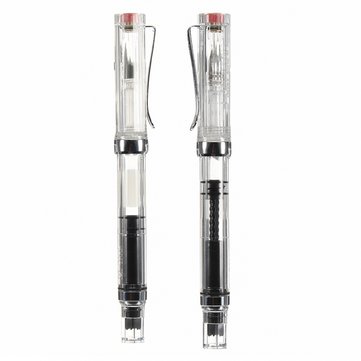 LANBITOU 3059 Piston Transparent Fountain Pen 0,38mm / 0,5 mm Caneta de escrita lisa fina de Nib   