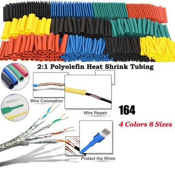 164 Pcs Poliolefina Encolhendo Tubo Shrink Assortado Fio Cabo Isolados Sleeving Tubing Set