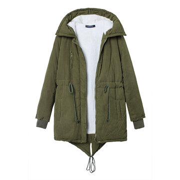 Mujer Winter Warm Fleece con capucha de algod&oacute;n de lana al aire libre Abrigos