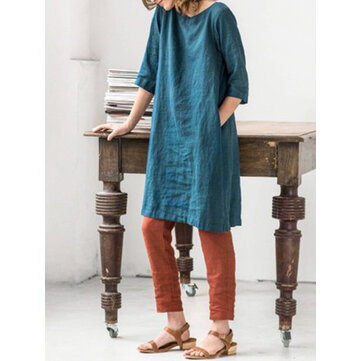 Lrecord طاقم الرقبة 3/4 كم القميص اللباس