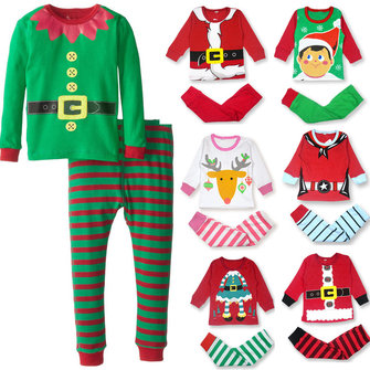Winter Christmas Baby Kids Children Cotton Toddlers Xmas Santa Gifts Suit Nightwear Pajamas Sleep Bed Clothes