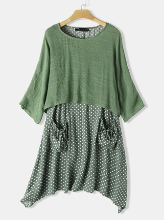 Polka dot print onregelmatige zoom tweedelige midi-jurk