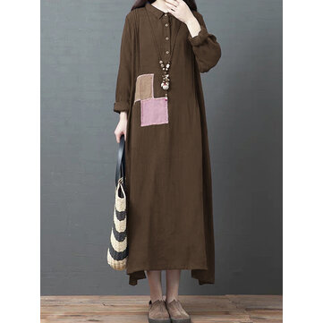 Damska sukienka z długim rękawem i okrągłym dekoltem