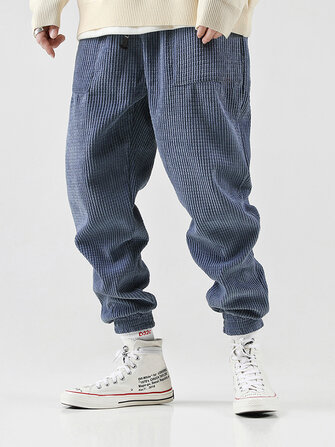 Męskie sztruksowe spodnie w stylu vintage Jogger Pure Color