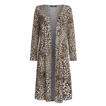 Cardigan imprimé léopard à manches longues et imprimé serpent sur le devant