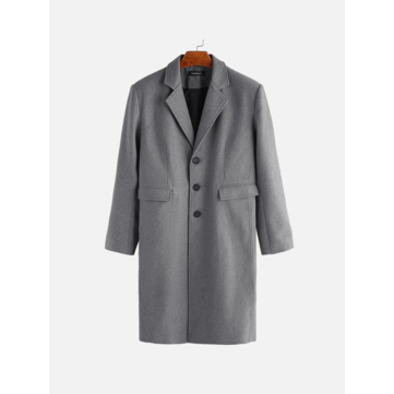 Erkek Kış Tek Göğüslü Büyük Cepler Orta Uzun Günlük Ceket