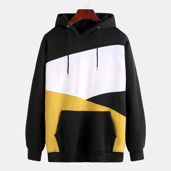 Kieszonka męska z kolorowymi wstawkami, na co dzień, z długim rękawem i kapturem